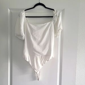Elegant White Puff Sleeve Bodysuit